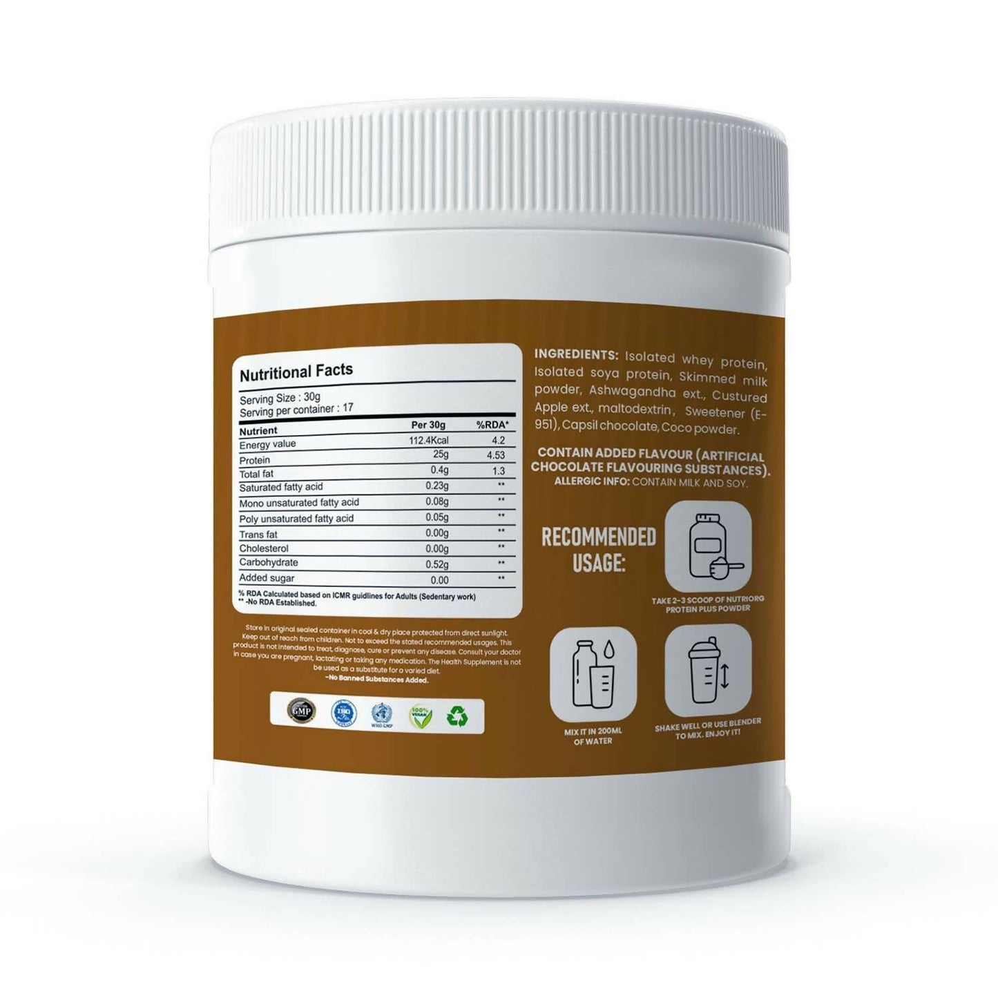 Nutriorg Protein Plus Chocolate Flavor Powder