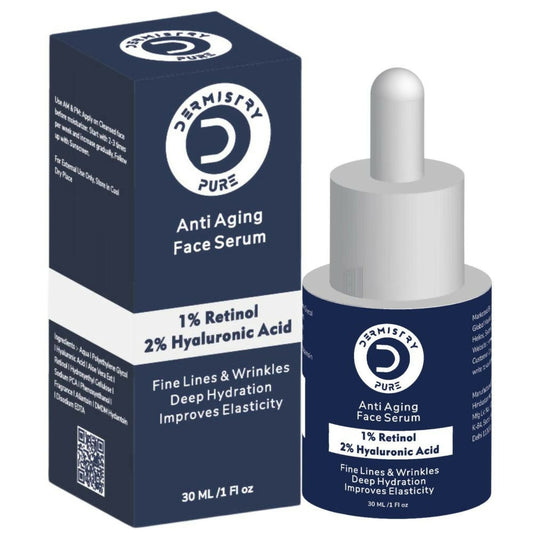 Dermistry Pure 1% Retinol 2% Hyaluronic Acid Anti Aging Moisturizer Face Serum Fine Lines & Wrinkles