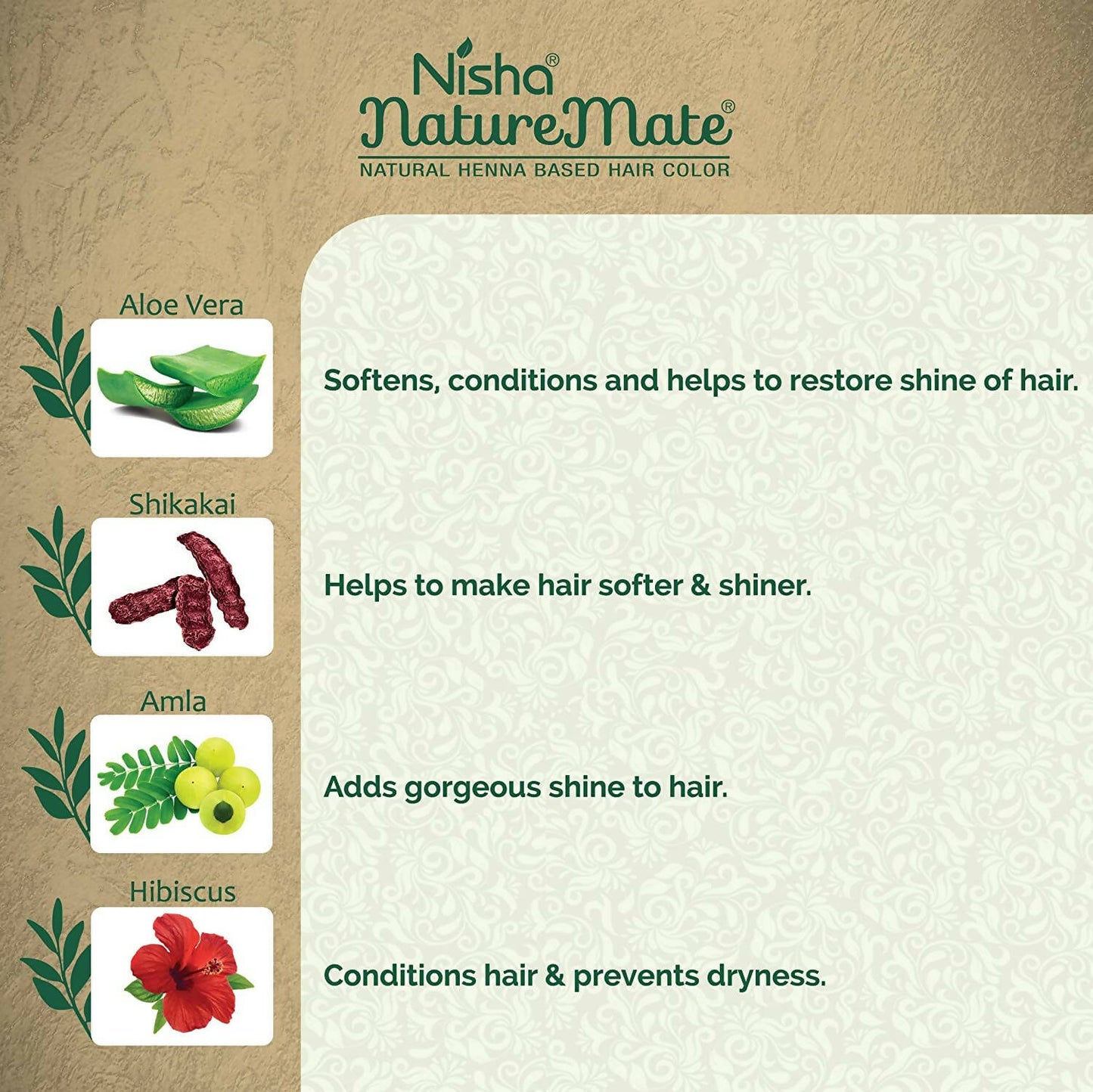 Nisha Nature Mate Henna Based Hair Black Color Powder - DrMediCart