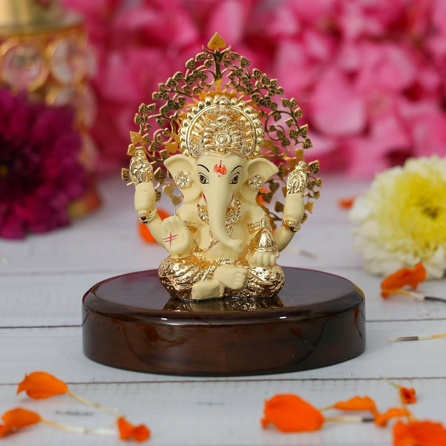Buy House Of Wemy Gold-Polished Lord Kalpavrikshya Tree Ganesha Idol