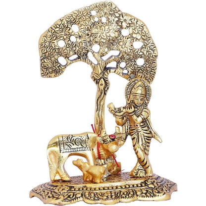 Buy Chhariya Crafts Metal Krishna With Kamdhenu Cow