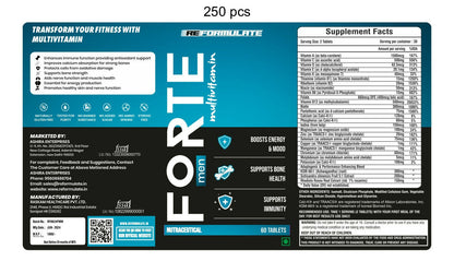 Reformulate Forte Men Multivitamin I Boosts Energy & Mood I Supports Immunity Tablets