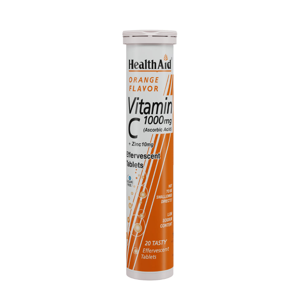HealthAid Vitamin C 1000mg Orange Flavour with Zinc Effervescent Tablets