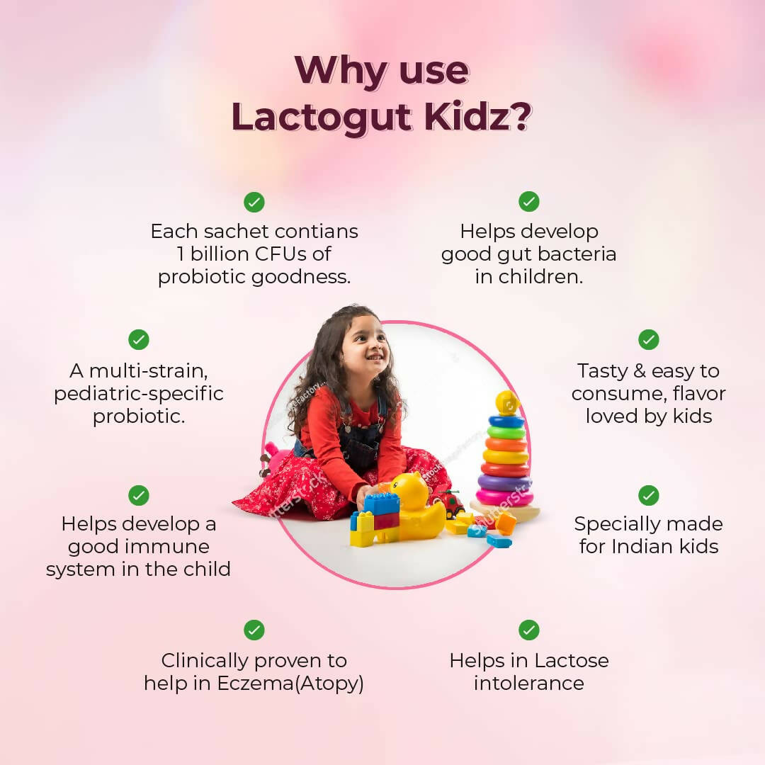 Velbiom Lactogut Kidz Probiotics Powder Sachets - Orange Flavor