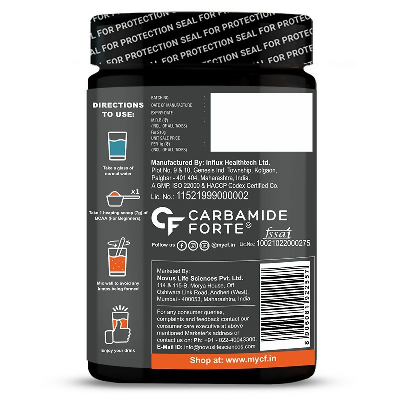 Carbamide Forte BCAA Powder With 2:1:1 Ideal Ratio - Orange Flavour