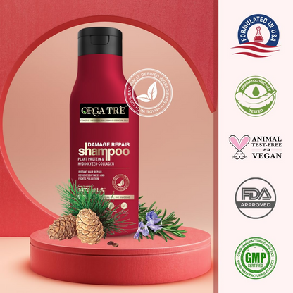 Orgatre Damage Repair Shampoo For Women & Men For Rough Dull & Damaged Hair With Protein & Hydrolyzed Collagen