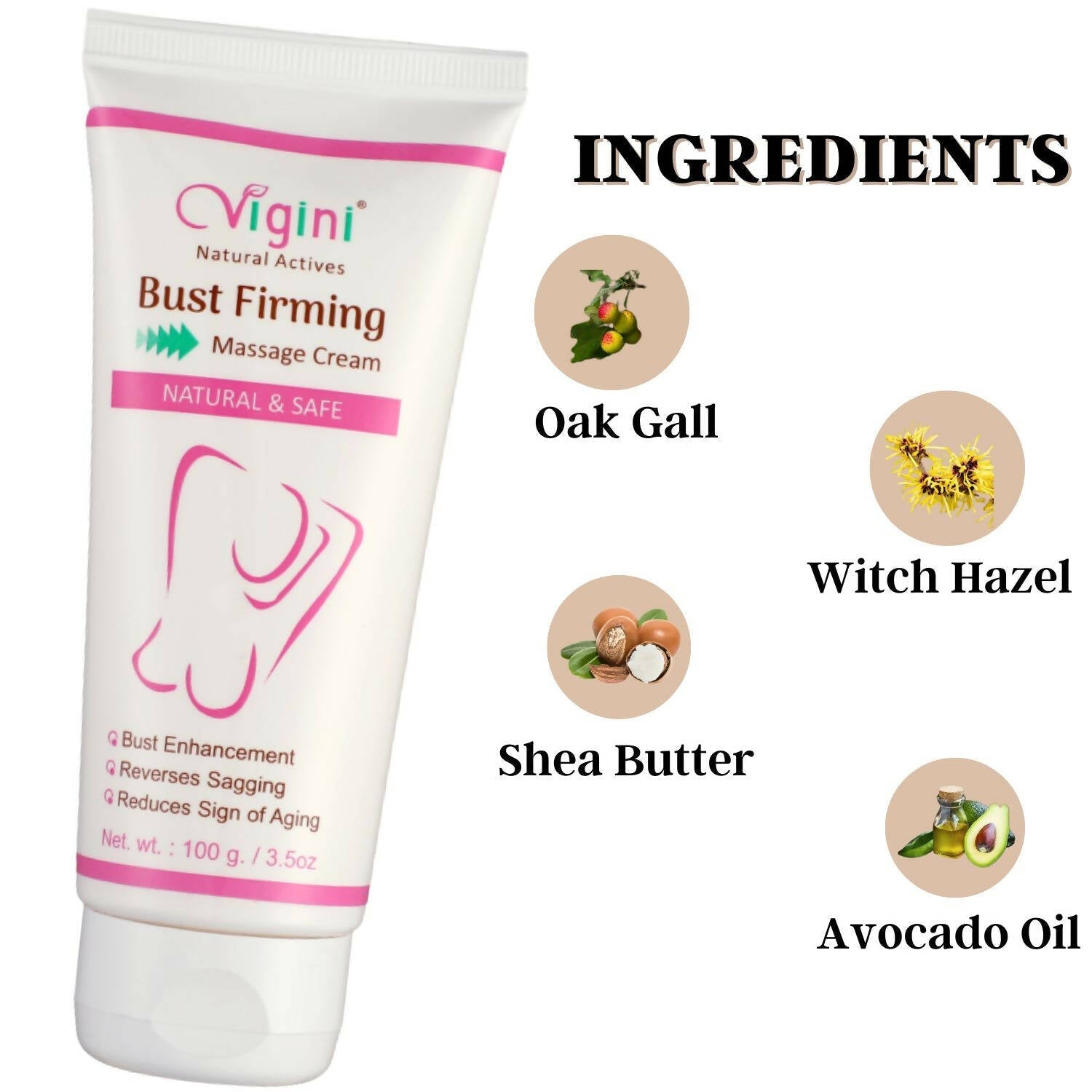 Vigini Natural Actives Breast Bust Body Shaping Toner Firming Tightening Growth Oil Cream - Drmedicart