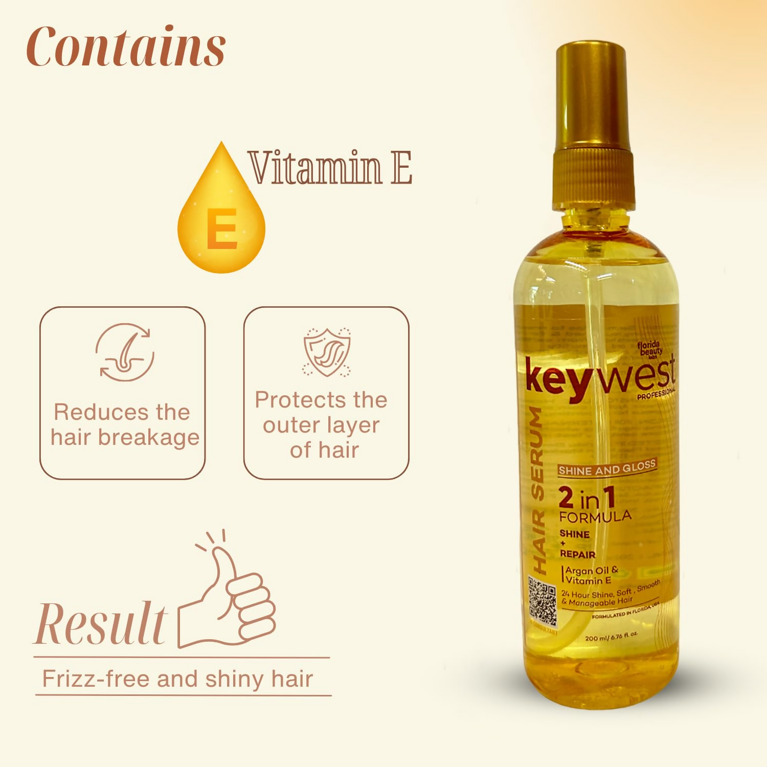 Keywest Professional Shine & Gloss Hair Serum 2in1 Formula Shine + Repair