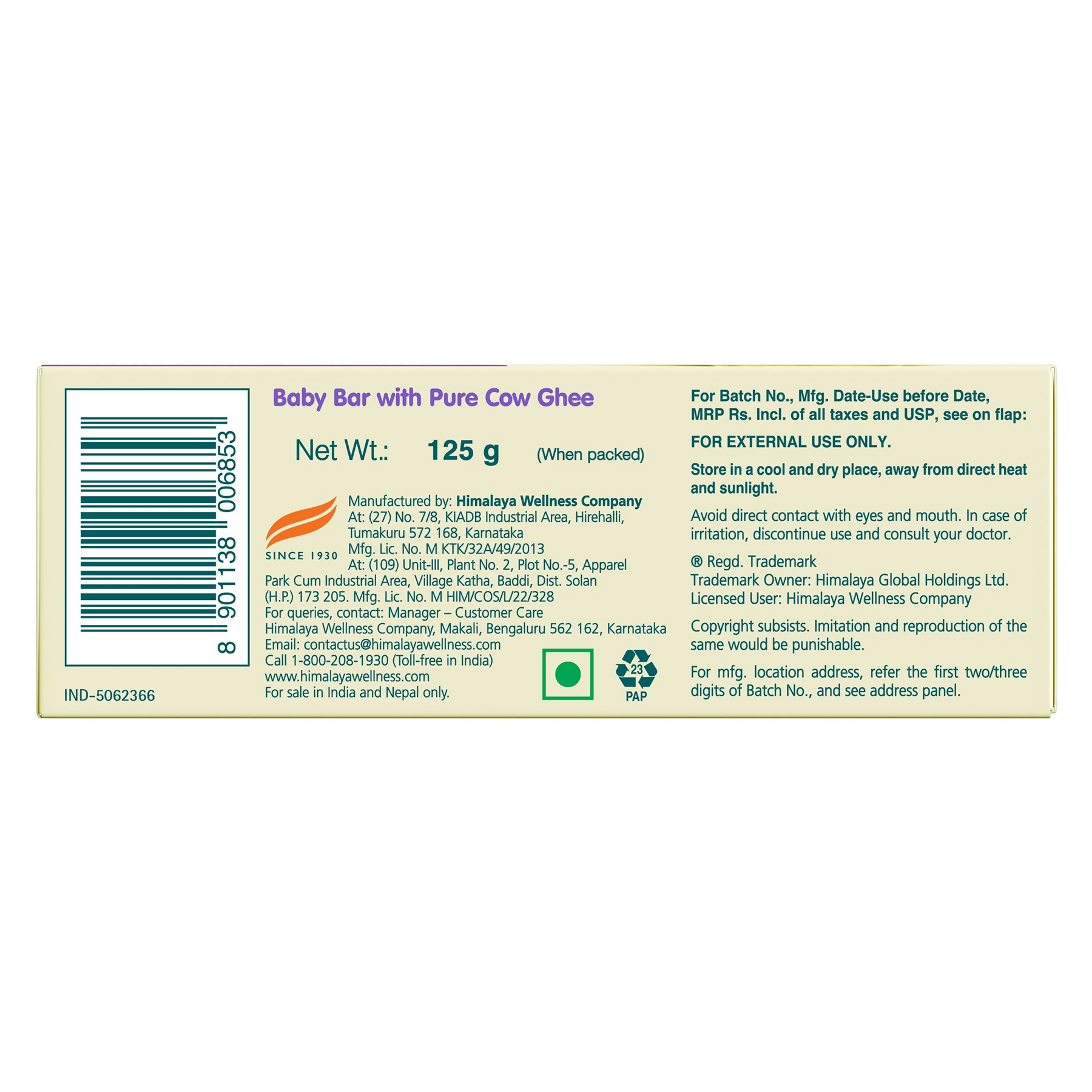 Himalaya Herbals Baby Bar with Pure Cow Ghee