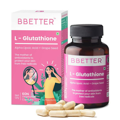 Buy BBETTER L-Glutathione Capsules with Alpha Lipoic Acid, Grape Seed Extract for Skin from DrMediCart, Ship from India to USA