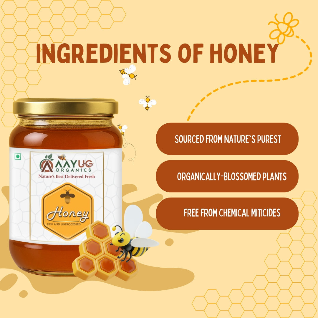 Aayug Organics Organic and Raw Honey, 100% Natural and Ayurvedic, Rich in Vitamins and Minerals