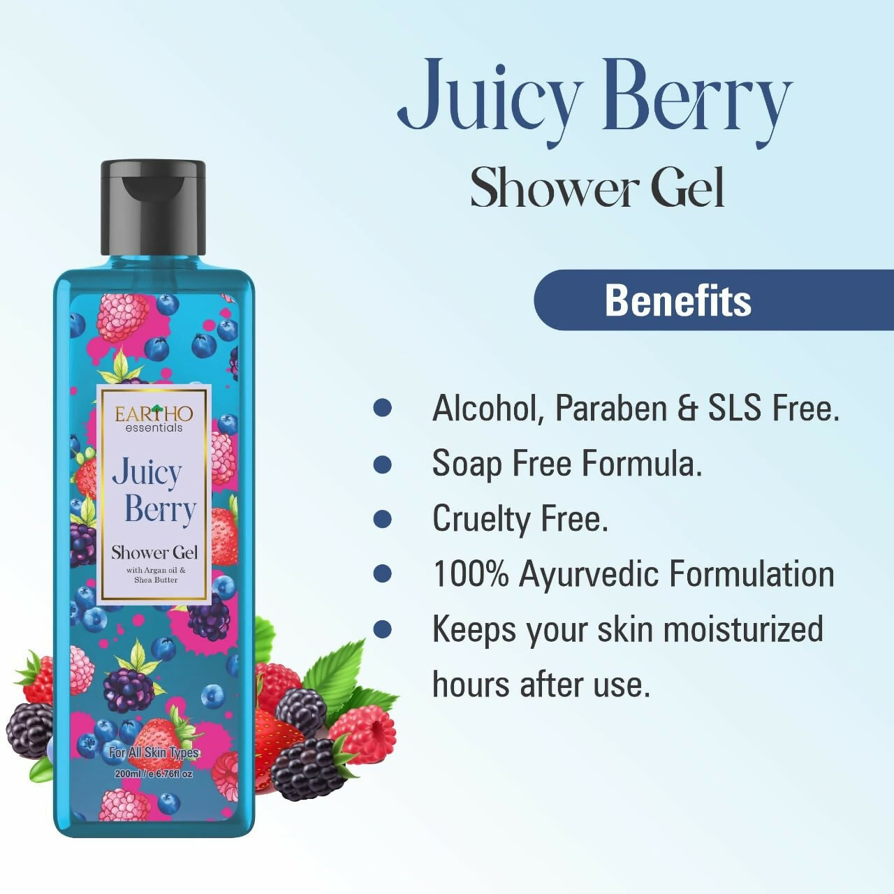 Eartho Essentials Juicy Berry Fusion Ayurvedic Shower Gel