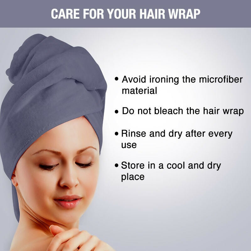 Nykaa Naturals Microfiber Hair Wrap for Frizz Free & Shiny Hair - Grey