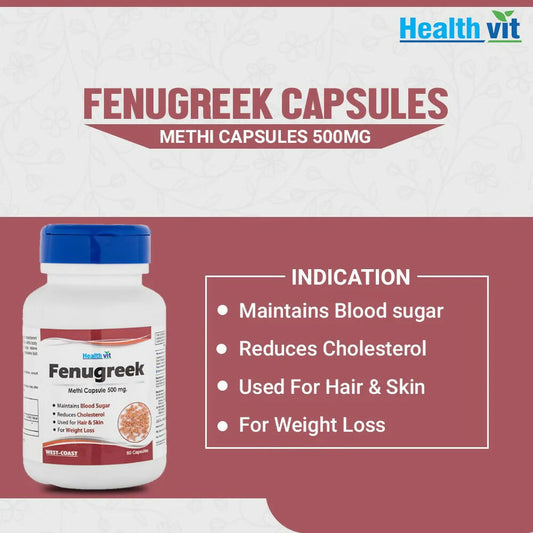 Buy Healthvit Fenugreek Capsules from DrMediCart, Ship from India to USA