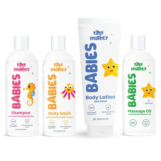 Buy Tiny Mighty Baby Body Wash, Lotion, Shampoo And Massage Oil Combo from DrMediCart, Ship from India to USA