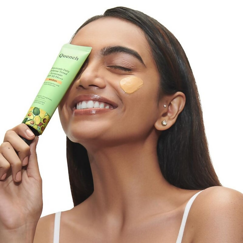 Quench Vitamin E Tinted SPF 50 Sunscreen PA+++ with both Mineral & Chemical Actives (Medium)