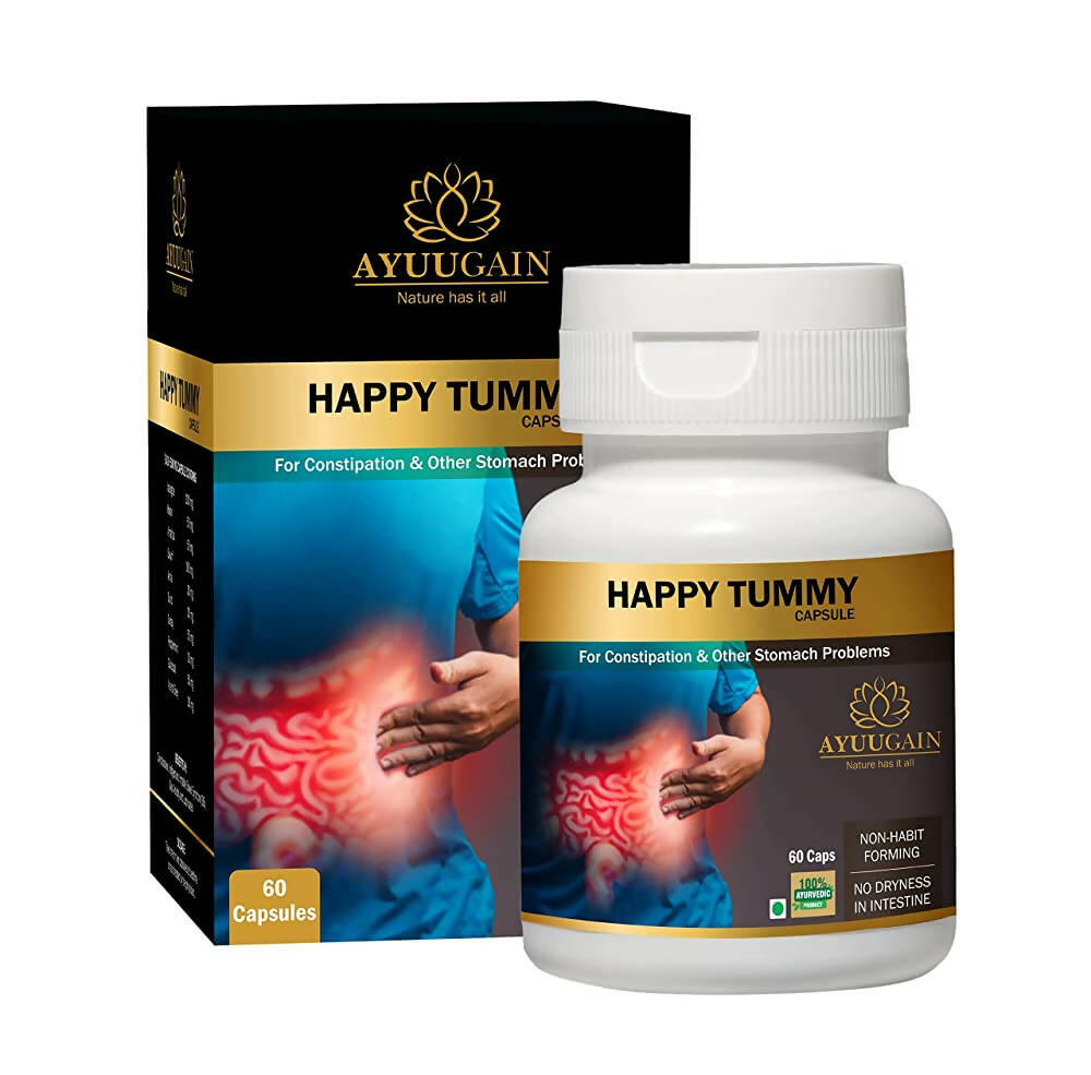 Buy Ayuugain Happy Tummy Capsule for Constipation support   from DrMediCart, Ship from India to USA