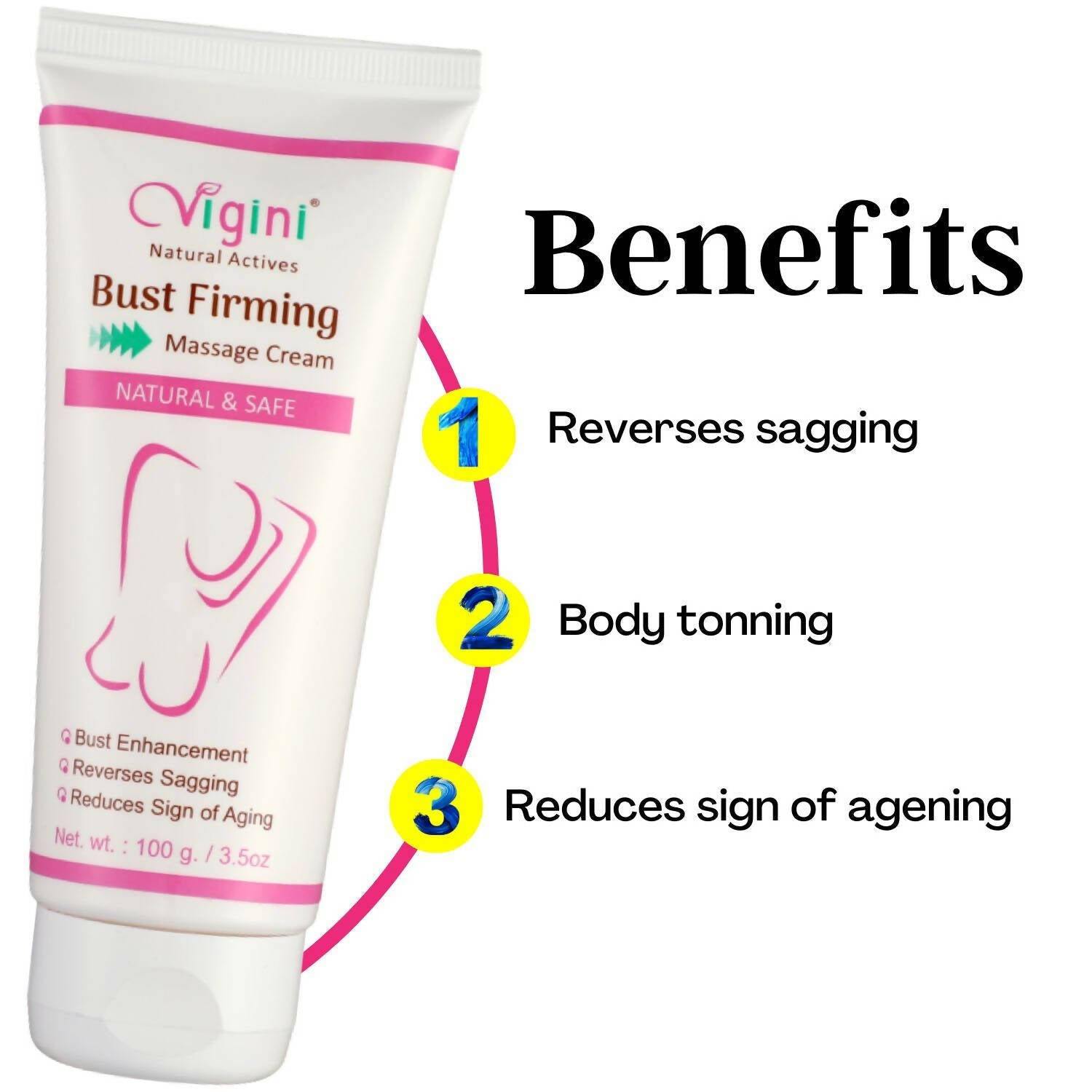 Vigini Natural Actives Breast Bust Body Shaping Toner Firming Tightening Growth Oil Cream - Drmedicart