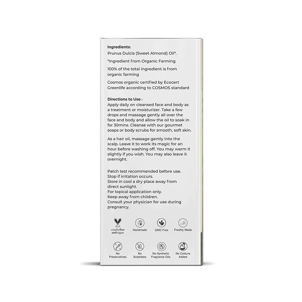 Juicy Chemistry Pure & Organic Sweet Almond Oil For Cold Pressed Carrier Oil