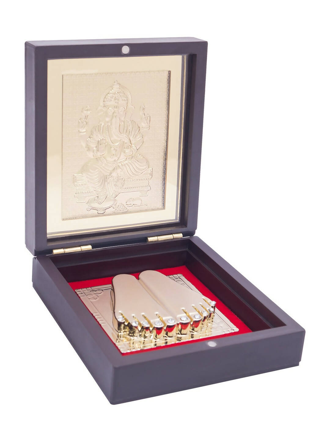 Golden Peacock 24-Ct Gold-Toned Gold Foil Ganesh Pooja Box