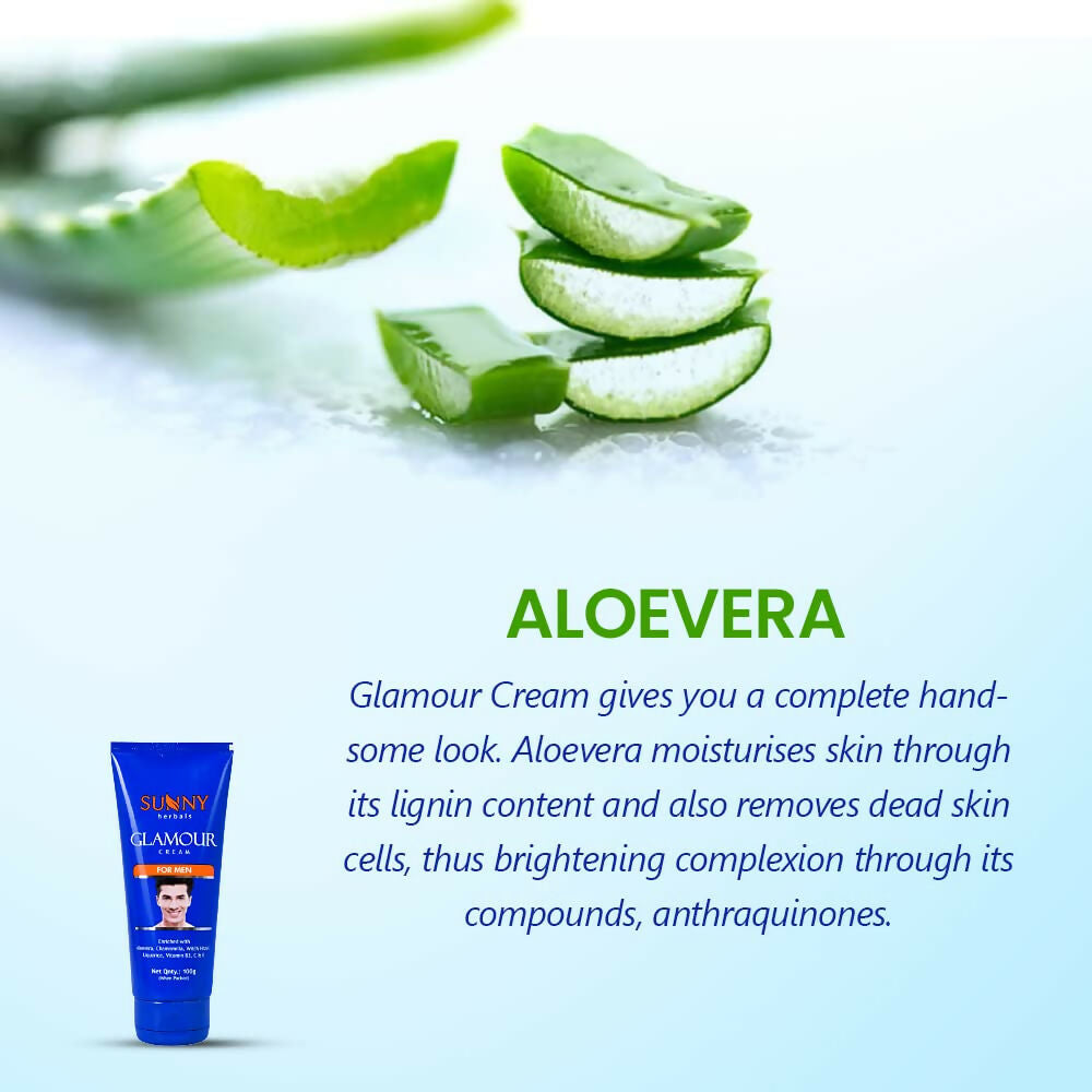 Sunny Herbals Glamour Cream For Men With Aloe Vera To Moisturize & Reduce Dark Spots
