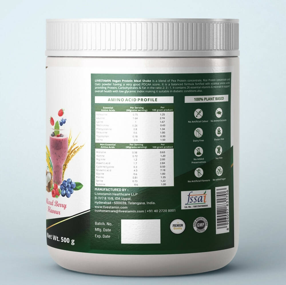 Livestamin Vegan Protein Meal Shake - Mixed Berry Flavour