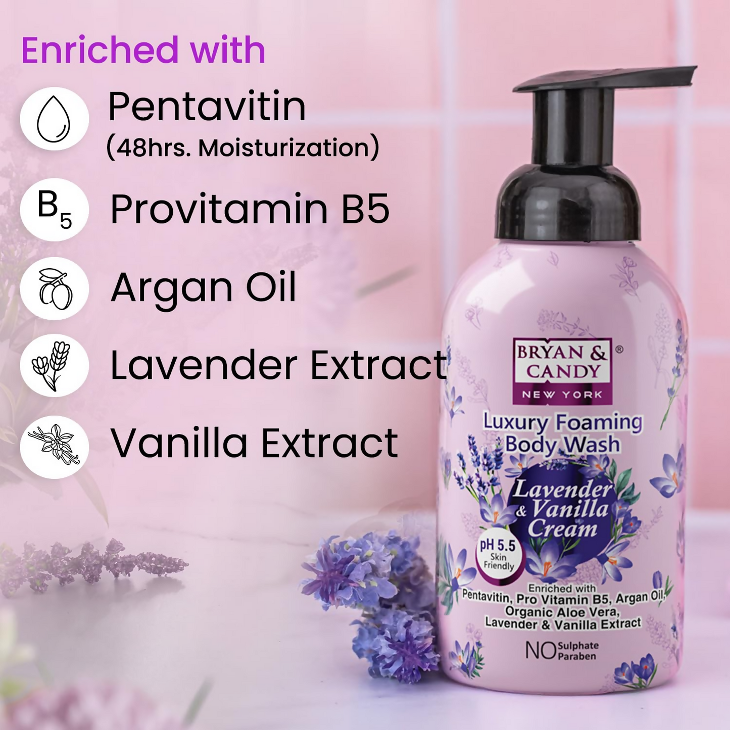 Bryan & Candy Luxury Foaming Body Wash - Lavender & Vanilla