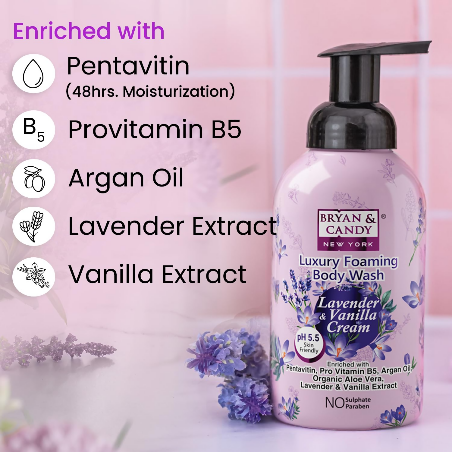 Bryan & Candy Luxury Foaming Body Wash - Lavender & Vanilla