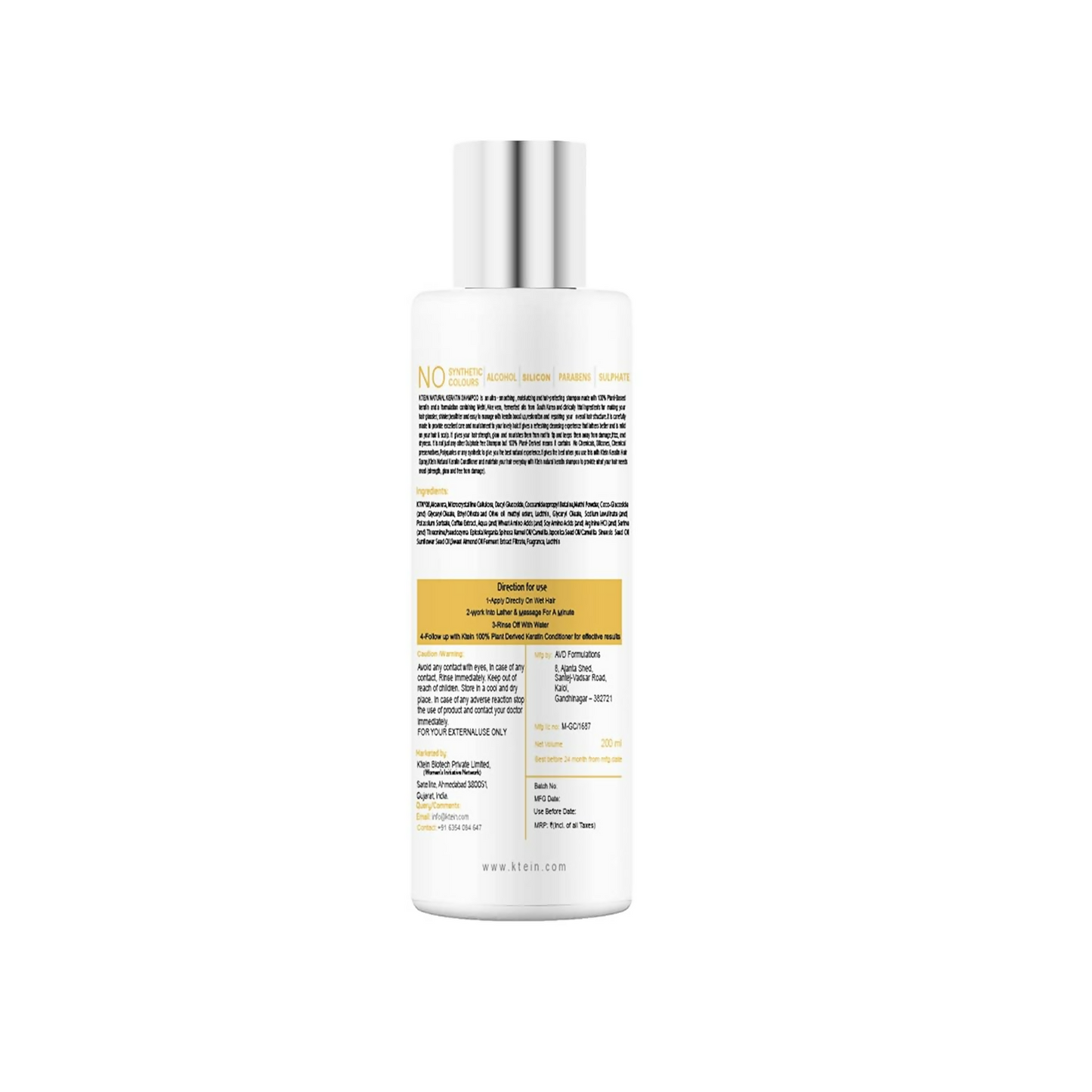 Ktein Natural 100% Plant Derived Keratin Shampoo