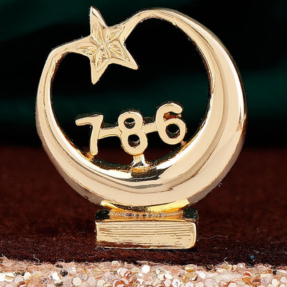 Buy Estele Gold-Polished Spiritual 786 Chand Taara Idol for Home Decorative/ Car Dashboard