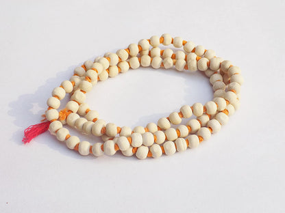 Kannssky White Tulsi Japa Mala 108 + 1 Beads