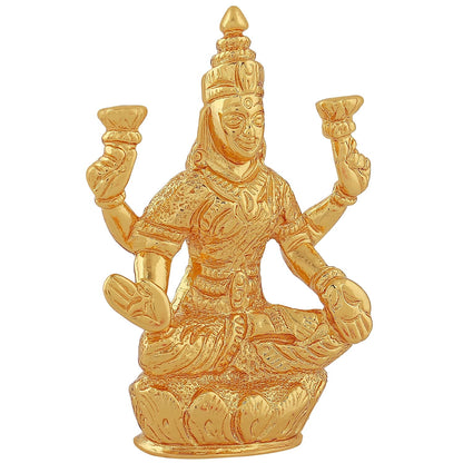 Estele Gold -Polished goddess of wealth Laxmi Devi on lotus Idol for Home/Car decor