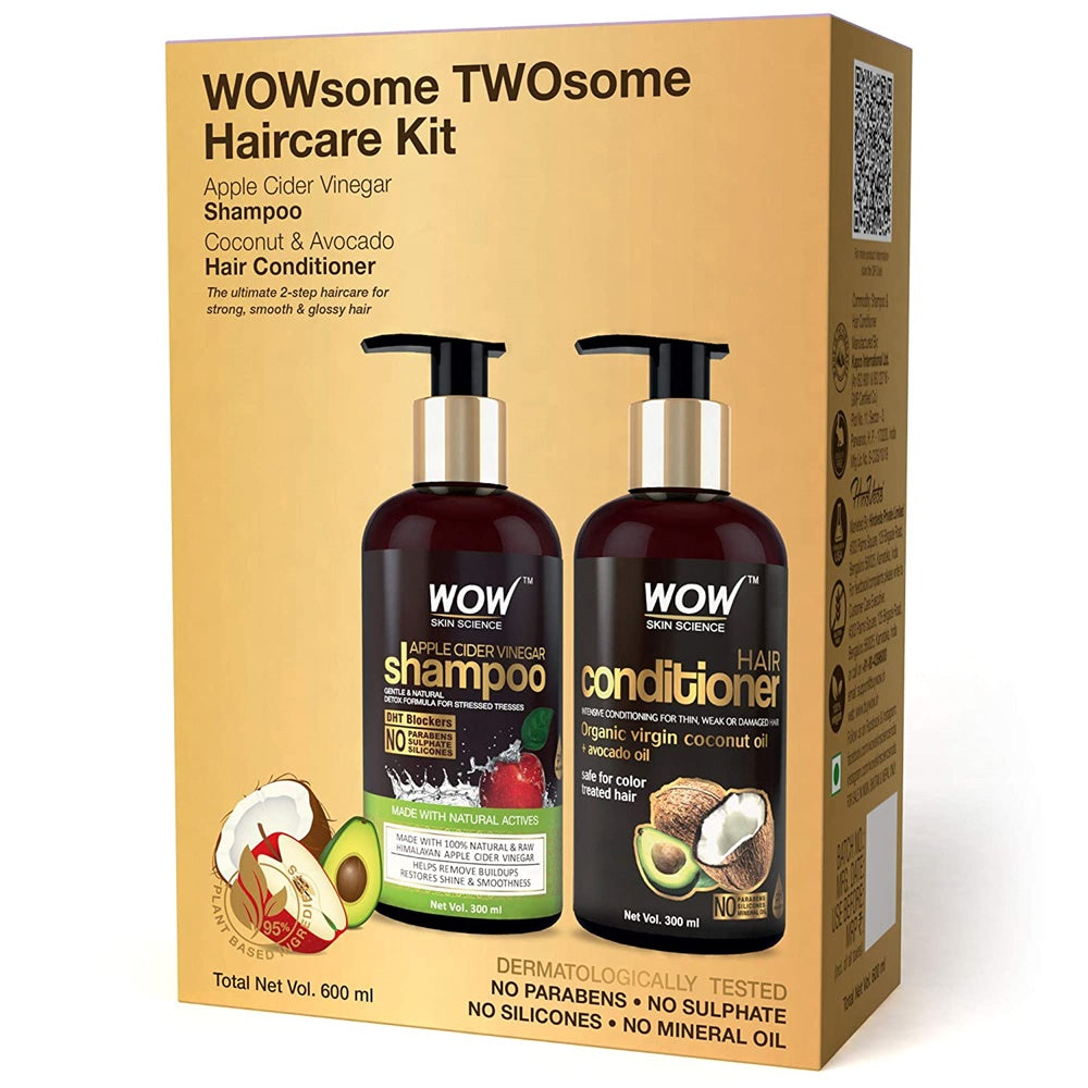 Wow Skin Science Apple Cider Vinegar Shampoo and Hair Conditioner Combo - Drmedicart