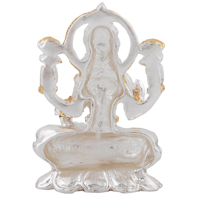 Estele Gold & Rhodium goddess of wealth Laxmi Devi Idol on lotus for Pooja/Car decor