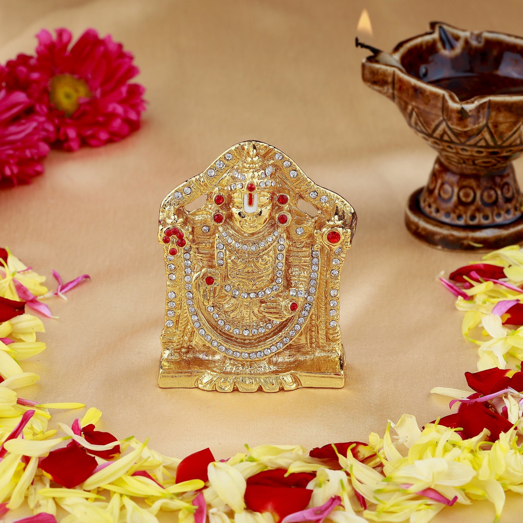 Buy Estele Gold-Polished Lord Tirupati Balaji Idol Showpiece for Pooja Mandir/ Home Decorative