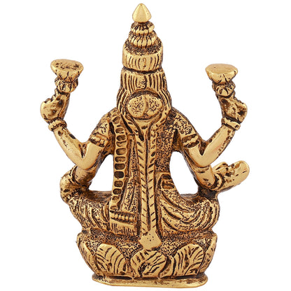 Estele Gold -Polished goddess of wealth Laxmi Devi on lotus Idol for Pooja/Car decor