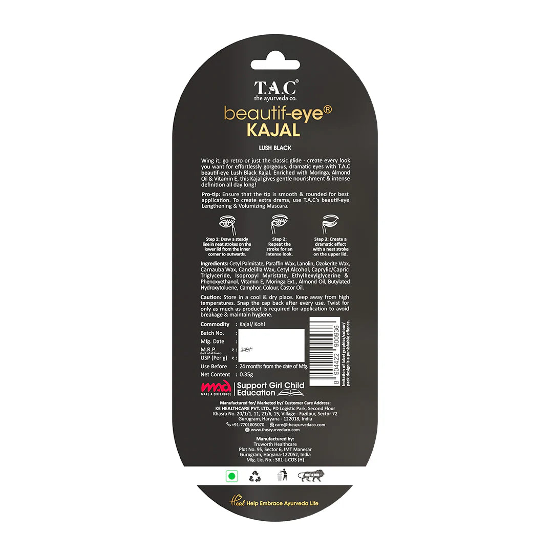 TAC - The Ayurveda Co. Beautif-eye Kajal - Intense Black Kajal