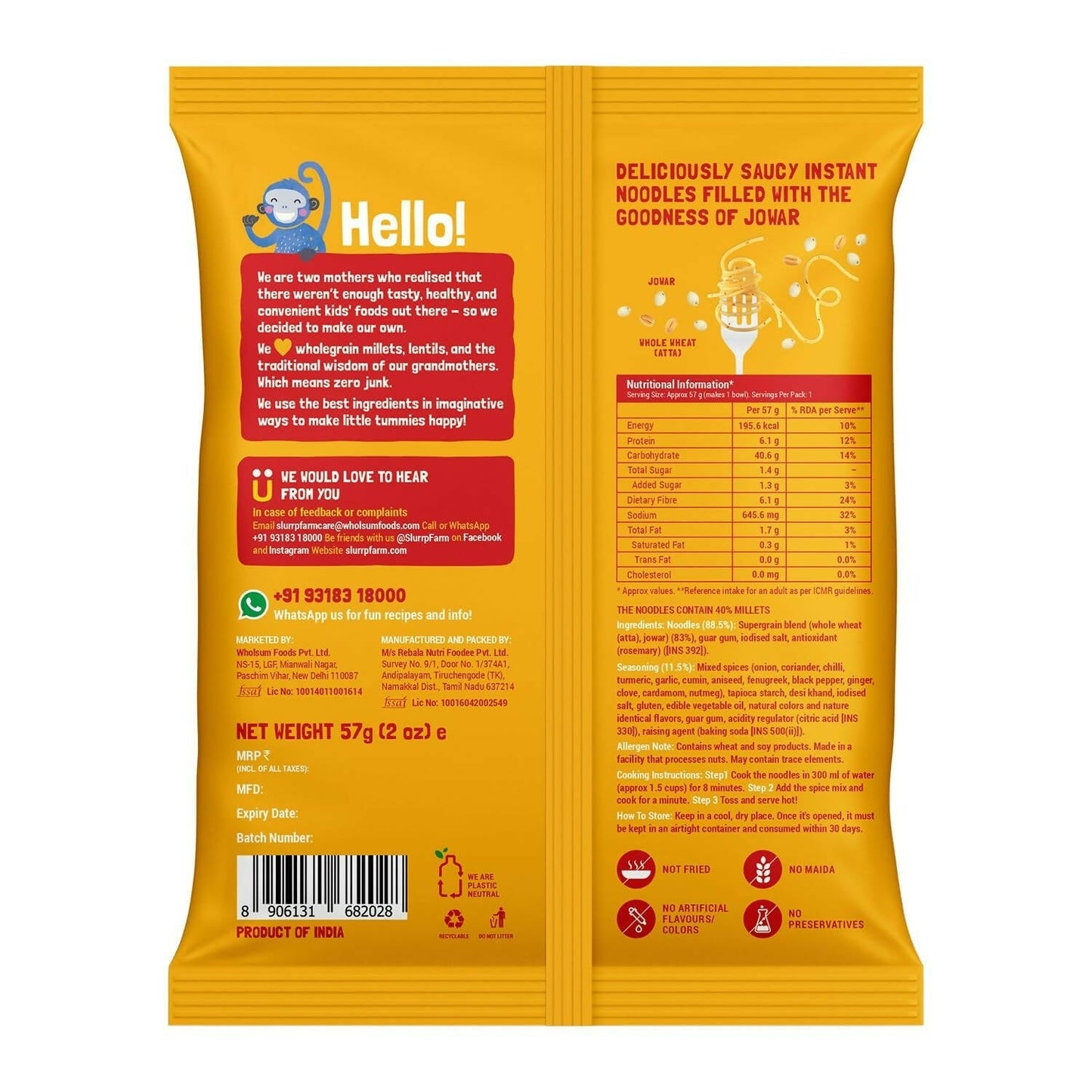 Slurrp Farm No Maida Instant Millet Noodles Combo