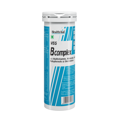 HealthAid Vegan B Complex with Multivitamins & Electrolytes Mango Flavour Effervescent Tablets