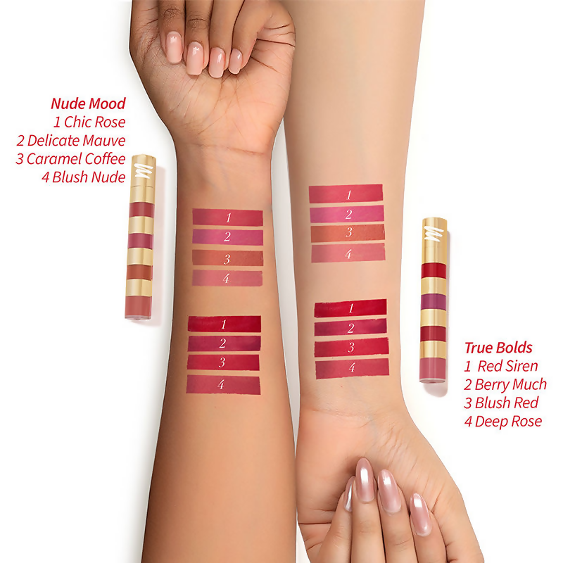 MyGlamm Super 4 Liquid Lipstick Stack - Nude Mood