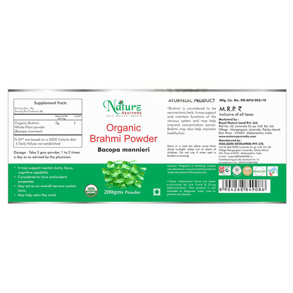 Naturz Ayurveda Organic Brahmi Powder
