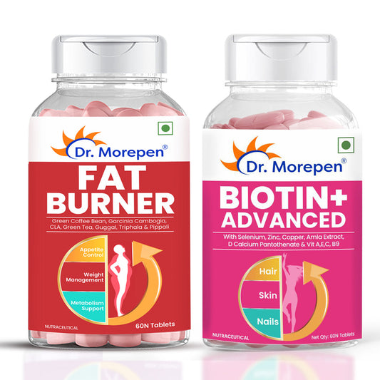 Dr. Morepen Biotin+ Advanced Tablets and Fat Burner Tablets Combo