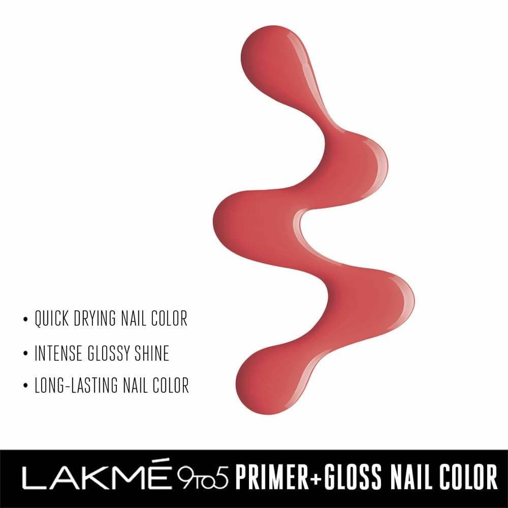 Lakme 9 To 5 Primer + Gloss Nail Colour - Orange Coat - DrMediCart