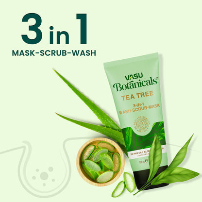 Vasu Healthcare Botanicals Tea Tree 3 in 1 Face Mask-Scrub-Wash - Drmedicart