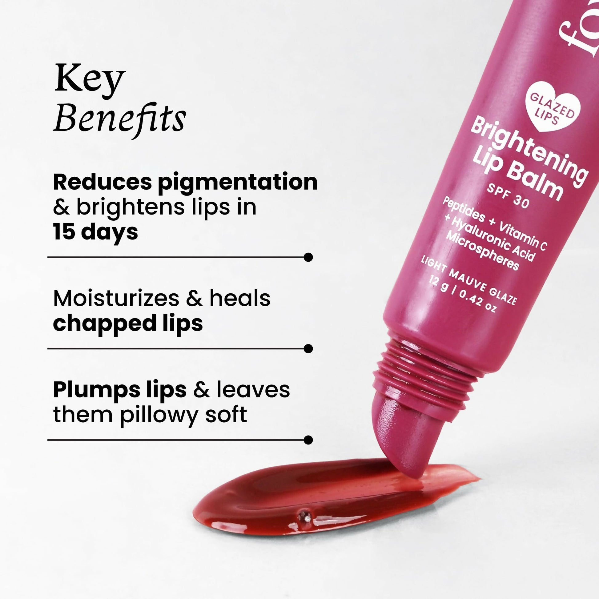 Foxtale Brightening SPF 30 Lip Balm - Light Mauve Glaze (Caramel), Brightens Lips, Reduces Pigmentation