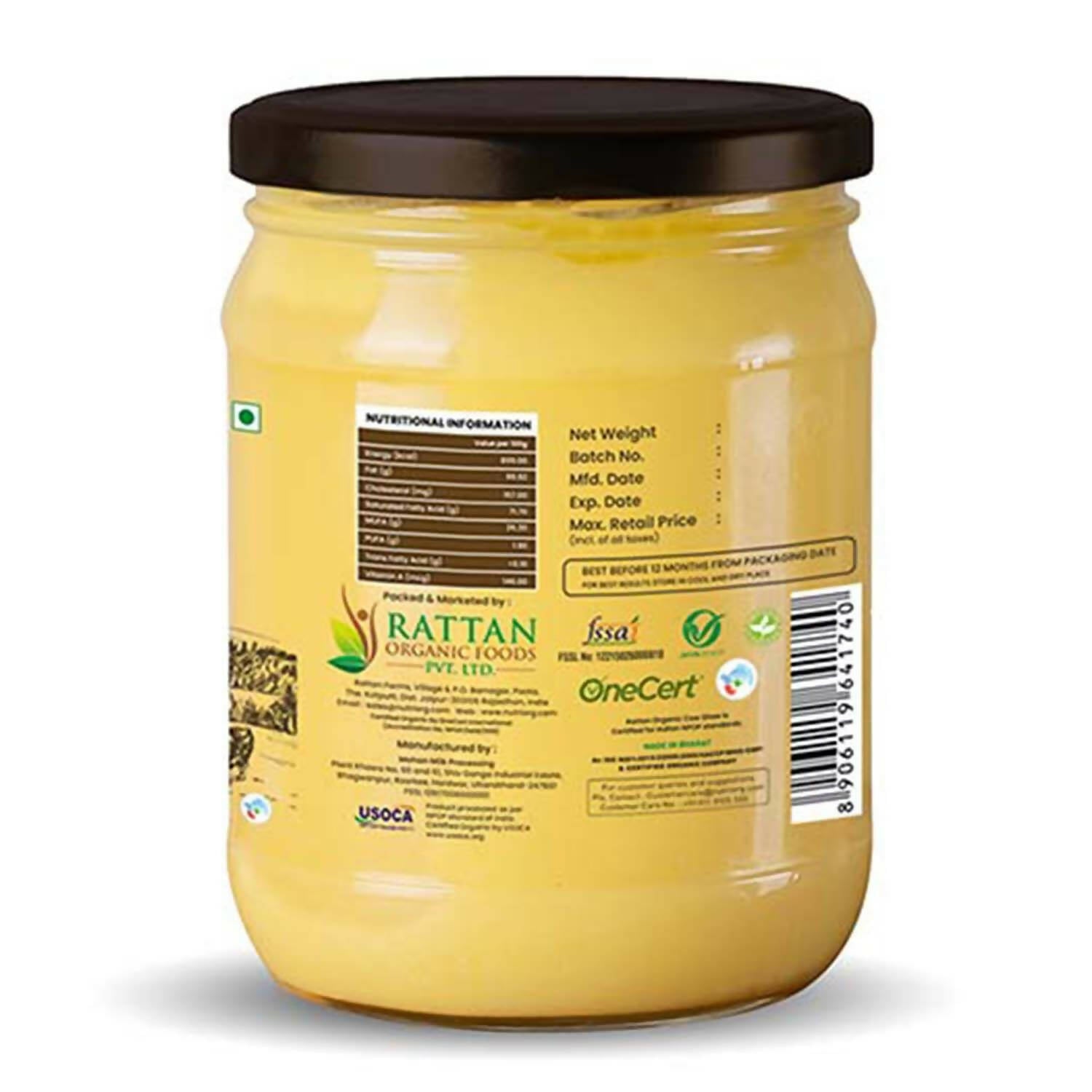 Nutriorg Certified Organic Cow Ghee | 100% Pure Cow Ghee | Premium & Authentic Ghee