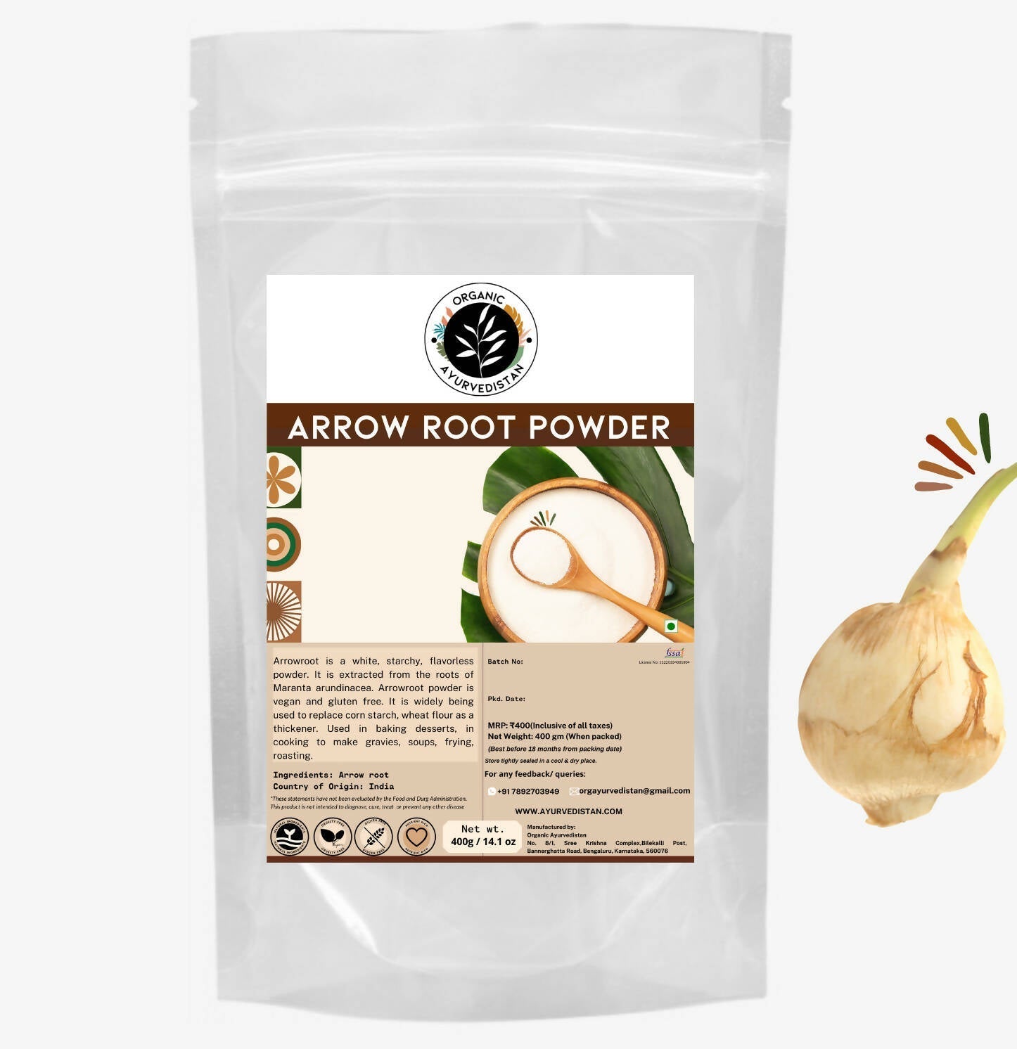 Buy Organic Ayurve USA, Australia, Canada n Arrow Root Powder from DrMediCart, Ship from India to USA