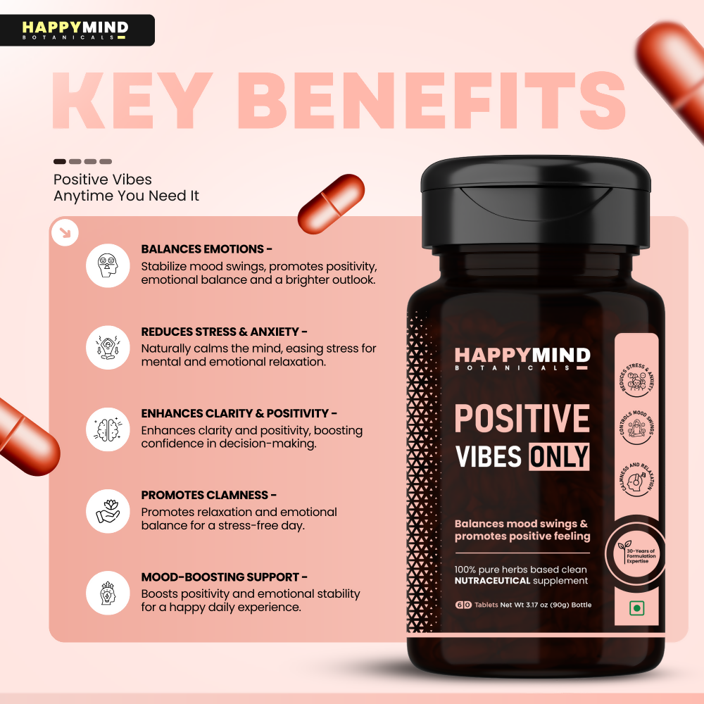 HappyMind Botanicals Positive Vibes Only Veg Tablets