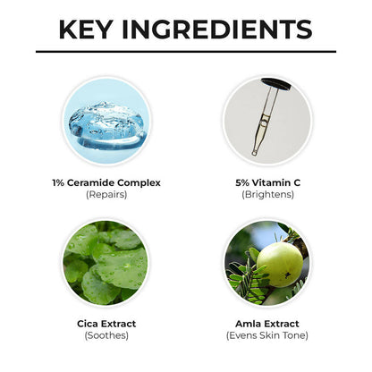 Dr. Sheth's Ceramide & Vitamin C Daily Brightening & Repair Face Cream With 5% Vitamin C, Cica & Amla, Brightens & Repairs Skin - Limited Time Offer
