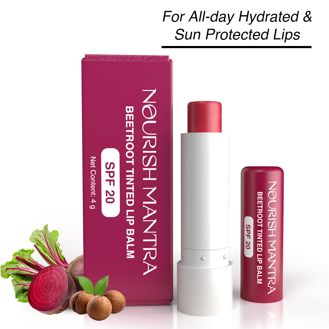 Nourish Mantra Beetroot Tinted Lip Balm with SPF for Smooth, Nourished & Protected Lips